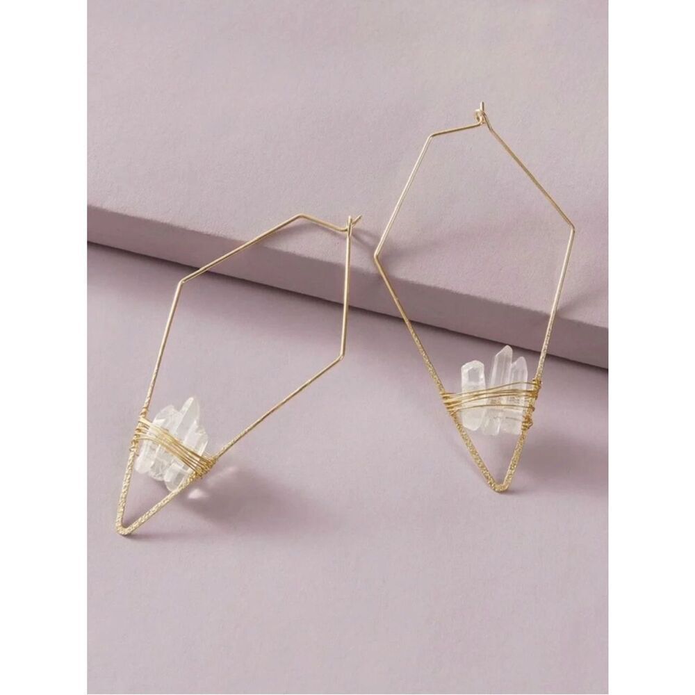 Wireframe Crystal Hoop Earrings #2489